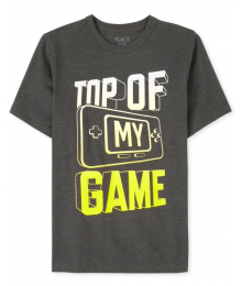 Childrens Place Grey Top Of My Game Graphic Tee